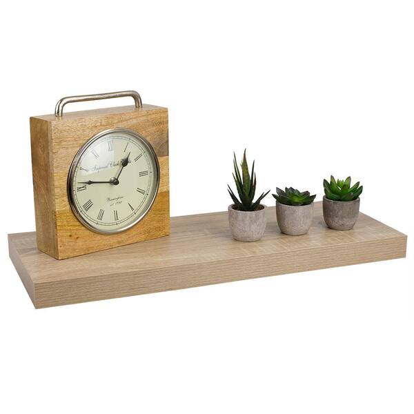 Photo 1 of 23.62 in. x 9.25 in. x 1.5 in. Oak Long Rectangle Floating Shelf