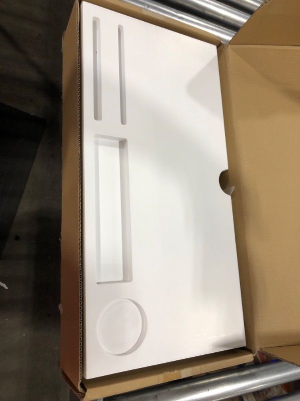 Photo 1 of Computer Monitor Stand with Drawers - White Wood Laptop Screen Printer TV Riser 22.05L 10.60W 4.70H inch, Desk Organizer in Home&Office White Bamboo 22.05 x 10.6 x 4.7 inch
