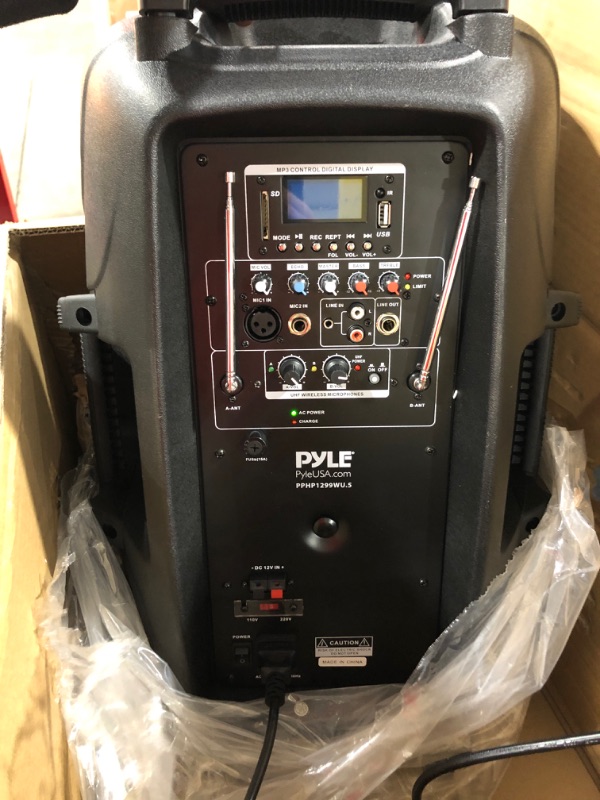 Photo 1 of Pyle PPHP1299WU.5 Karaoke Portable PA Speaker System - 1000W Active Powered Wireless Bluetooth Compatible Outdoor Speaker W/Rechargeable Battery, Wheels, USB MP3 RCA, 2 UHF Microphone, Remote, Black