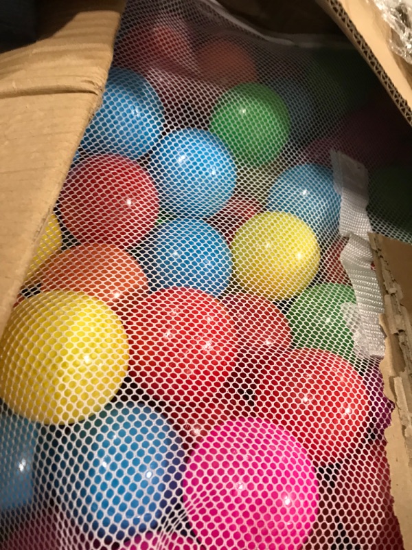 Photo 2 of Amazon Basics BPA Free Crush-Proof Plastic Ball Pit Balls with Storage Bag, Toddlers Kids 12+ Months, 6 Bright Colors - Pack of 400 6 Bright Colors 400 Balls