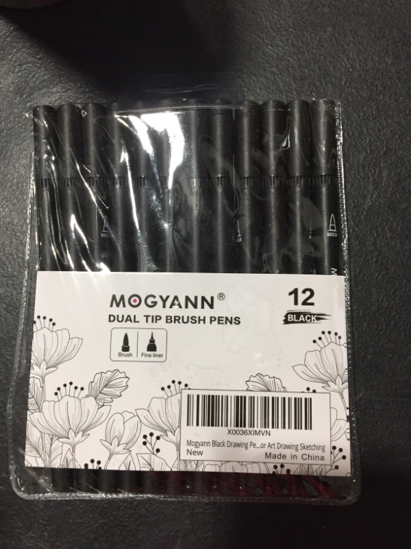 Photo 2 of Mogyann Drawing Pens, 12 Pack Dual Brush Pens Black Markers for Art Drawing Sketching