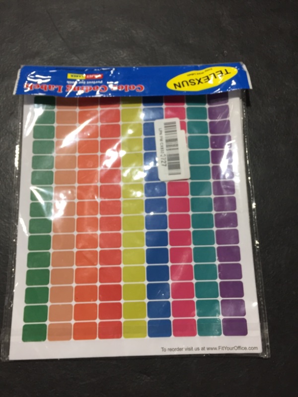 Photo 2 of 2880 Pcs 1/2" x 3/4" Rectangle Color Coding Dot Labels, 9 Bright Neon Colors 0.5 x 0.75 Inches Rectangular Stickers, 8 1/2" x 11" Sheet ? 20 Sheet ? Assorted Multi-color 2880 Pack