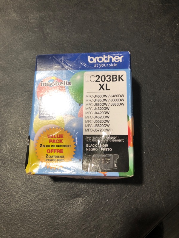 Photo 3 of Brother Genuine High Yield Black Ink Cartridges, LC2032PKS, Replacement Black Ink Two Pack, Includes 2 Cartridges of Black Ink, Page Yield Up To 550 Pages/Cartridge, LC203