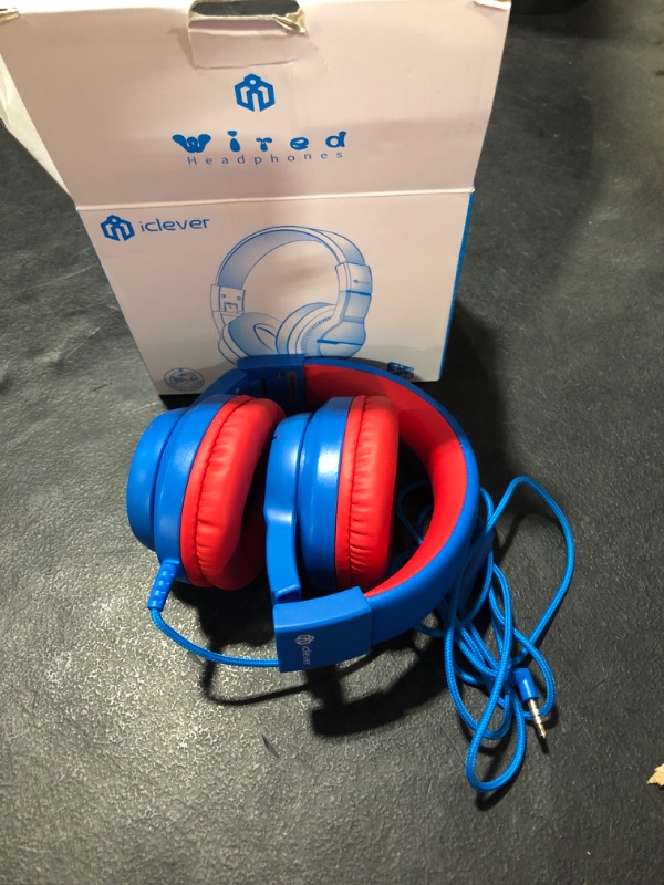 Photo 2 of iClever HS19 Kids Headphones with Microphone for School, Volume Limiter 85/94dB, Over-Ear Girls Boys Headphones for Kids with Shareport, Foldable Wired Headphones for iPad/Travel 