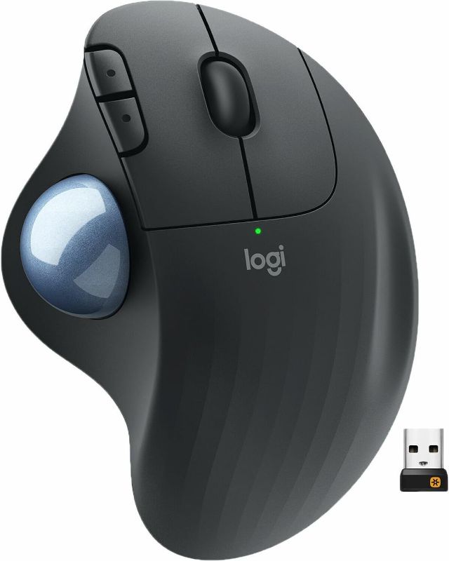 Photo 1 of Logitech Ergo M575 Wireless Trackball Mouse - Easy Thumb Control, Precision and Smooth Tracking, Ergonomic Comfort Design, for Windows, PC and Mac with Bluetooth and USB Capabilities (Black)
