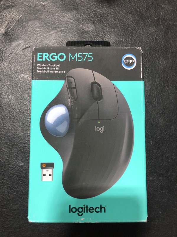 Photo 2 of Logitech Ergo M575 Wireless Trackball Mouse - Easy Thumb Control, Precision and Smooth Tracking, Ergonomic Comfort Design, for Windows, PC and Mac with Bluetooth and USB Capabilities (Black)
