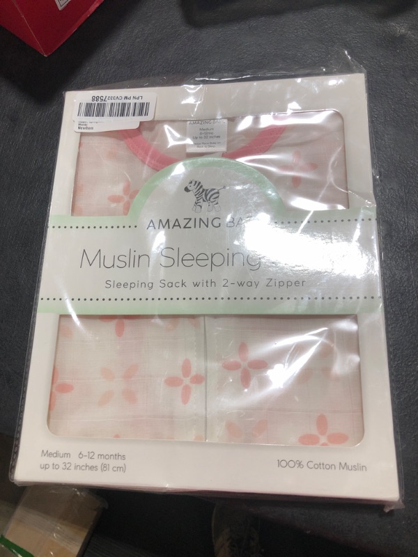 Photo 2 of Amazing Baby Cotton Muslin Sleeping Sack, For Baby Girl, Wearable Blanket with 2-way Zipper, Springfield, Pink, Medium (6-12 Month) Springfield Medium (6-12 Month)