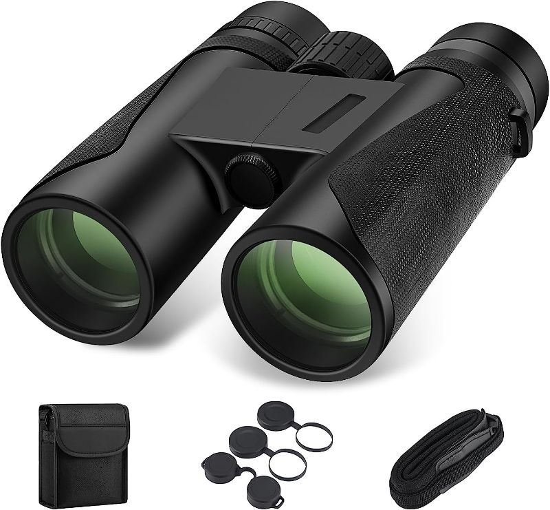 Photo 1 of 10x42 HD Binoculars for Adults High Powered, Super Bright Binoculars with Large View Low Light Night Vision, Waterproof Compact Binoculars for Bird Watching Cuise Ship Travel Hunting Stargazing