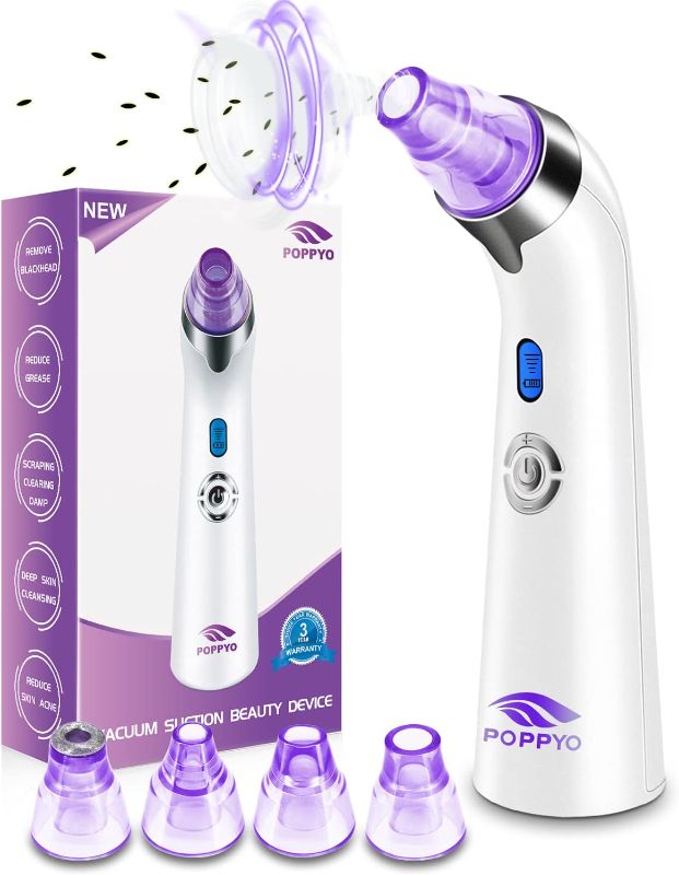 Photo 1 of Blackhead Remover, POPPYO Blackhead Vacuum, Electric Facial Vacuum Cleaner, Pore Vacuum Extractor Tool, Comedo Removal Beauty Suction Device for Women(Purple)
