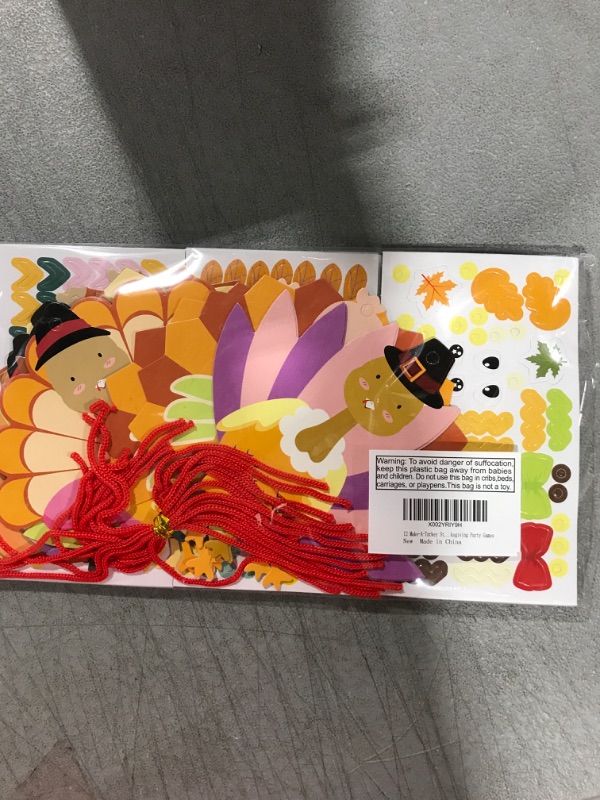 Photo 2 of 12 Make-A-Turkey Stickers for Kids Thanksgiving Craft Kits for Kids Turkey Sticker for Thanksgiving Party Games