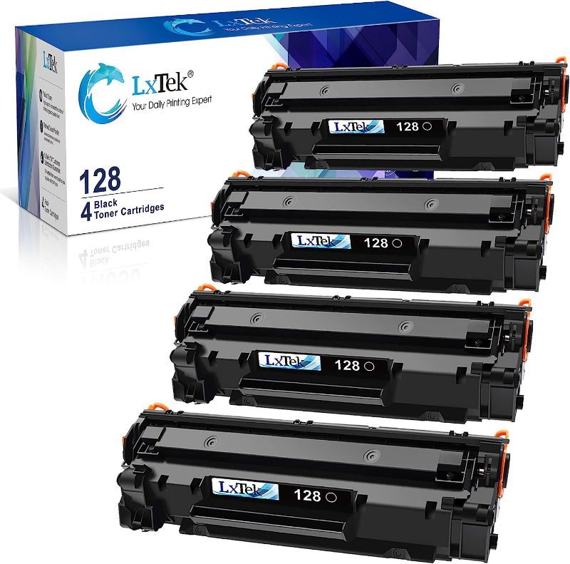 Photo 1 of LxTek Compatible Toner Cartridge Replacement for Canon 128 CRG128 ImageCLASS D530 D550 MF4570dw MF4770n FaxPhone L190 L100 Printer Tray,4-Pack(Black)