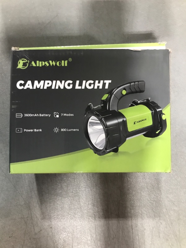 Photo 2 of Camping Lantern Rechargeable, AlpsWolf LED Flashlight Spotlight Lantern with 800LM, 3600 Capacity Battery Powered, Portable Bright Camping Light for Emergency, Outdoor Hiking, Power Outages
