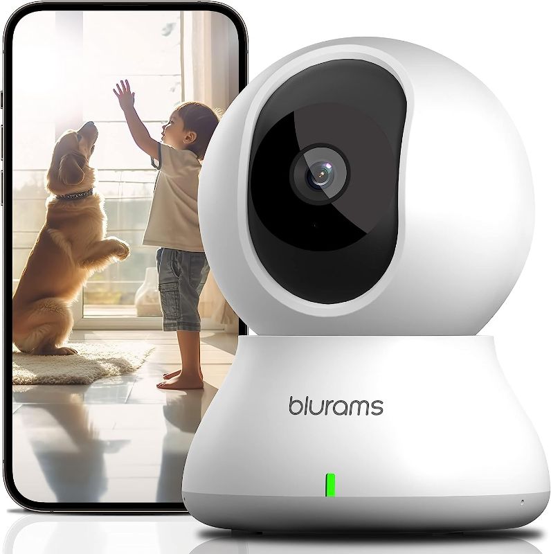 Photo 1 of blurams Security Camera, 2K Indoor Camera 360-degree Pet Camera for Home Security w/Motion Tracking, Phone App, 2-Way Audio, IR Night Vision, Siren, Works with Alexa & Google Assistant
