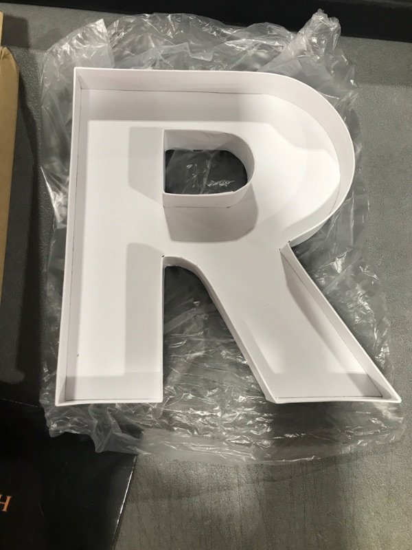 Photo 2 of 10"R Shaped Cardboard Letter Mache Chocolate Sweets Candy Container Box (White, R) 