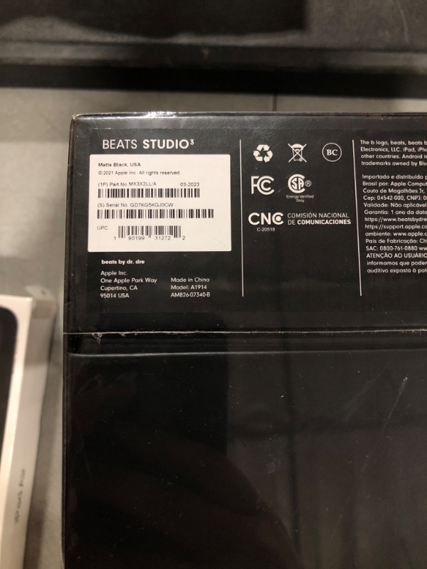 Photo 4 of Factory Sealed Beats Studio3 Wireless Noise Cancelling Over-Ear Headphones - Apple W1 Headphone Chip, Class 1 Bluetooth, 22 Hours of Listening Time, Built-in Microphone - Matte Black (Latest Model) Matte Black Studio3