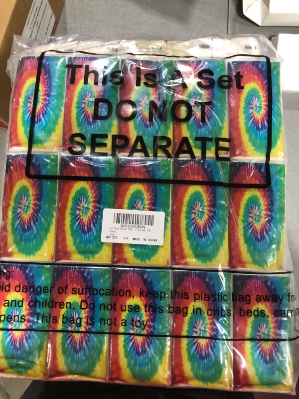 Photo 2 of 100 Pack Tie Dye Facial Tissue Paper Pocket Tissue Bulk Travel Tissue 3 Ply Facial Tissues Individual Tissue Packs Tissues for Birthday Baby Shower,10 Sheets Each Pack