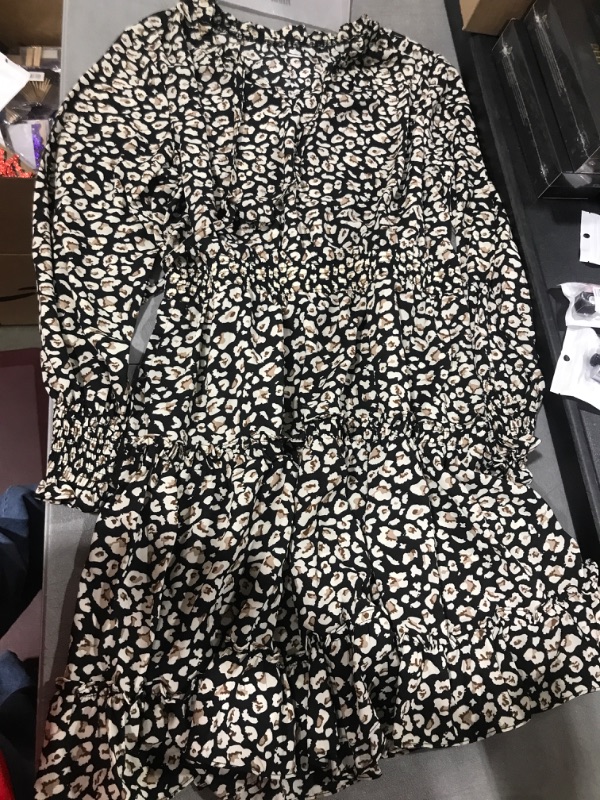 Photo 1 of Asvivid Womens XL Casual Long Sleeve Smocked Ruffle Layer Tunic Dress Swing Mini Dress