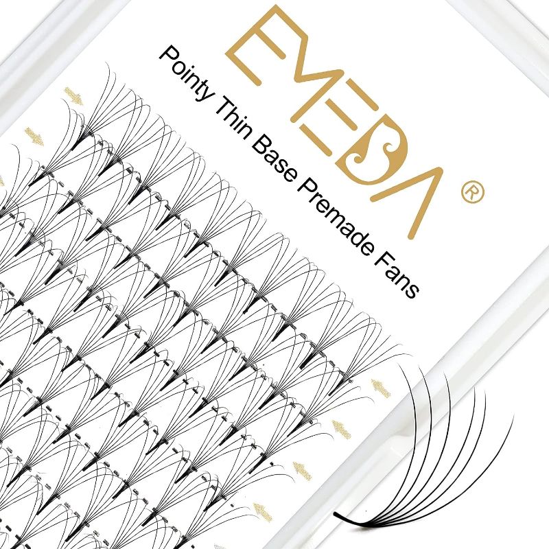 Photo 1 of 2 EMEDA Thin Base 6D Premade Fans Eyelash Extensions Mixed Tray Pointy Base Volume Lash Extensions Middle Tape Long Stem Russian Point Premade Lash Extensions Fans (6D .07 C 9-15mm Mix Length)