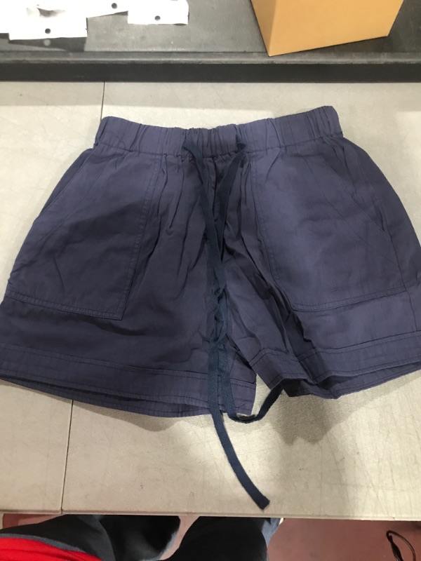 Photo 1 of Elapsy Womens Casual Short Comfy Drawstring Elastic Waist Summer Pocketed Shorts Medium Navy Blue