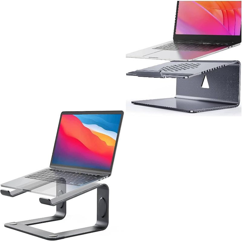 Photo 1 of LORYERGO Laptop Stand, Laptop Riser for Desk, Ergonomic Computer Stand for Laptop, Laptop Stand for Desk Compatible with Most 10-17" Laptops, Grey 