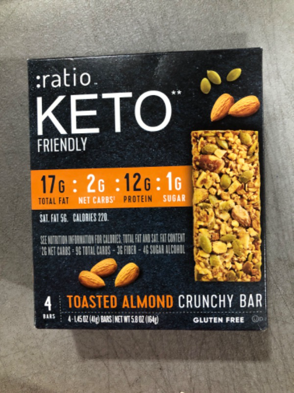 Photo 2 of :ratio KETO Friendly Crunchy Bars, Toasted Almond, Gluten Free Snack, 4 ct Toasted Almond 4 Count (Pack of 1)- BEST IF USED BY 20/AUG/23