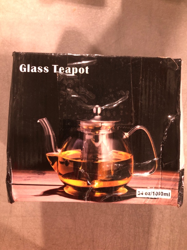 Photo 1 of 1000ml Glass Teapot with Removable Infuser, Stovetop Safe Tea Kettle, Blooming and Loose Leaf Tea Maker Set