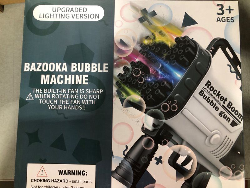 Photo 1 of AZfiner Bubble Machine Gun - 64 Holes Bubble Machine with Lights Electric Bubble Maker with Bubble Solution Bubble Blower Summer Toys for Kids Bubble Guns for Wedding Birthday Party - Pink