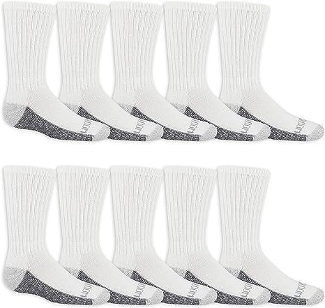 Photo 1 of Fruit of the Loom Boys' 10 Pair Pack Dual Defense Cushioned Comfort Socks, Black, Small- shoe size 3-9 