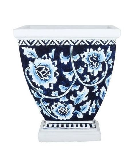 Photo 1 of (4 PACK) 10 IN. SQUARE BLUE FLOWERING VINE MELAMINE URN PLANTER