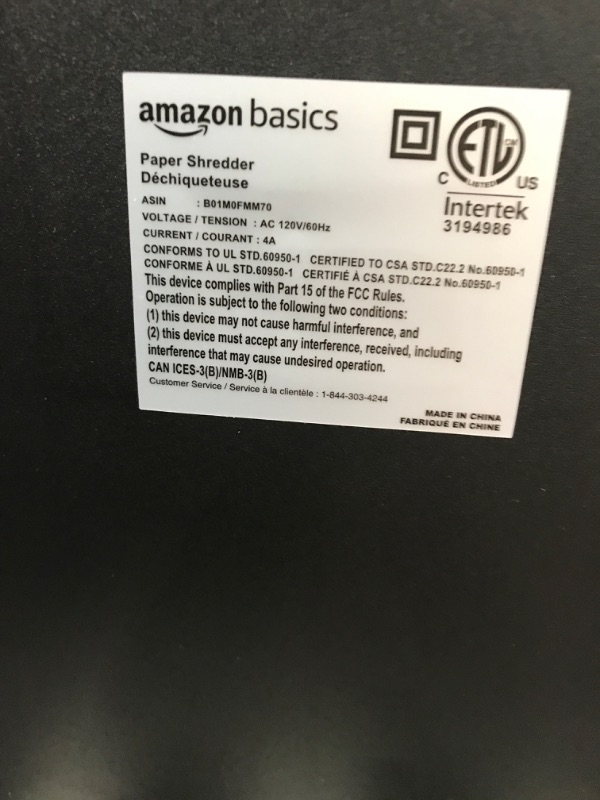 Photo 5 of Amazon Basics 15-Sheet Cross-Cut Paper, CD Credit Card Office Shredder 15 Sheet - original model Shredder