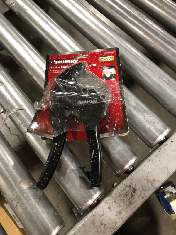 Photo 1 of Husky 1-1/4 in.PVC, CPVC, PP, PEX and PE piping Ratcheting PVC Cutter with quick change blade mechanism