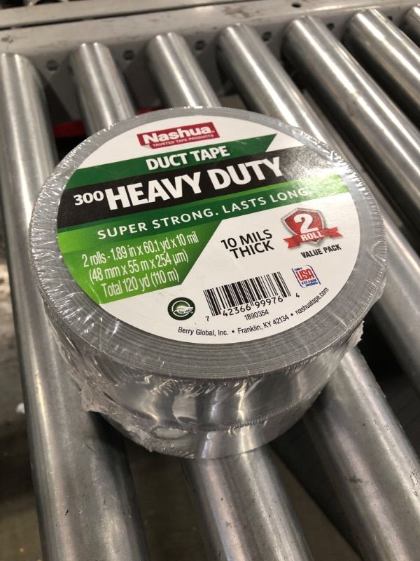 Photo 1 of 1.89 in. x 120 yd. 300 Heavy-Duty Duct Tape in Silver (2-Pack)