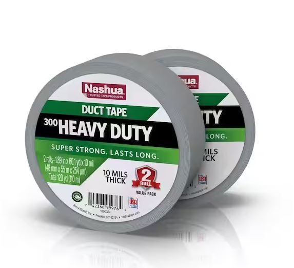 Photo 1 of 1.89 in. x 120 yd. 300 Heavy-Duty Duct Tape in Silver (2-Pack)