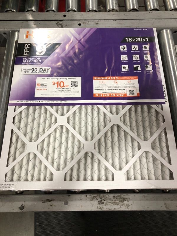 Photo 1 of 18 in. x 20 in. x 1 in. Superior Pleated Air Filter FPR 9