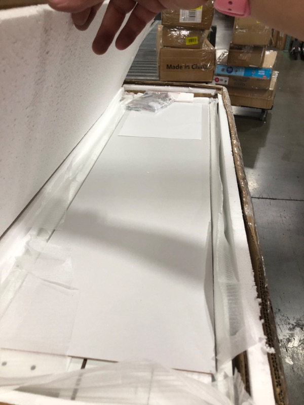 Photo 1 of ChooChoo Farmhouse Console Table with Drawer for Entryway, Narrow Long Entry Table with Shelf for Living Room, Rustic Vintage Hallway Sofa Table with Stable X Supports, 40 White