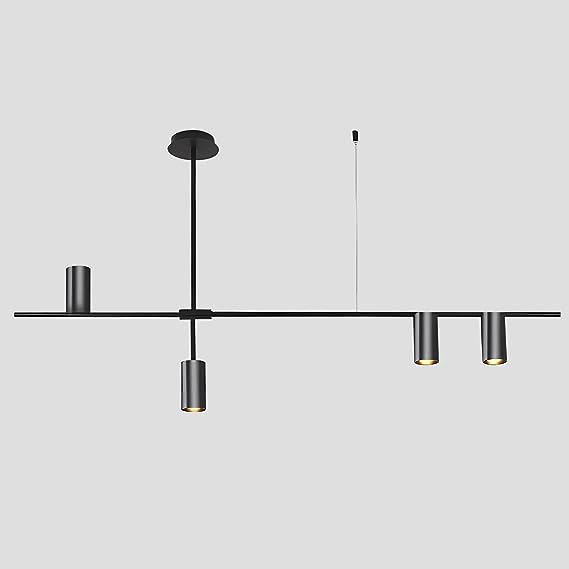 Photo 1 of BOKT Matte Black 4 Light LED Track Lighting Adjustable 4 Way Ceiling Mount Linear Spotlights Mid Century Industrial Kitchen Focus Track Lighting Modern Geometric Chandelier Pendant Lamp