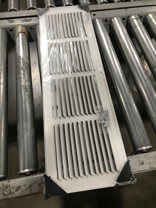 Photo 3 of 26"W x 8"H [Duct Opening Measurements] Steel Return Air Grille | Vent Cover Grill for Sidewall and Ceiling, White