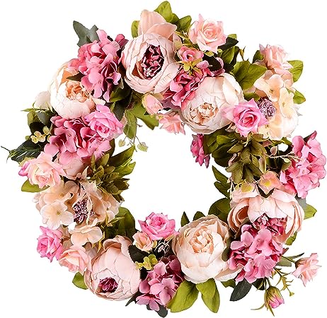 Photo 1 of  Handmade Front Door Wreaths and Flowers Swag for Wall Home Door Garden Office Wedding Decor 18X18