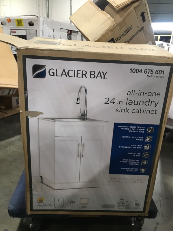 Photo 3 of Glacier Bay All-in-One 24.2 in. x 21.3 in. x 33.8 in. Stainless Steel Laundry/ Utility Sink and Cabinet