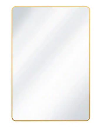 Photo 1 of 26 in. W x 38 in. H Rectangular Aluminum Alloy Framed Rounded Gold Wall Mirror
