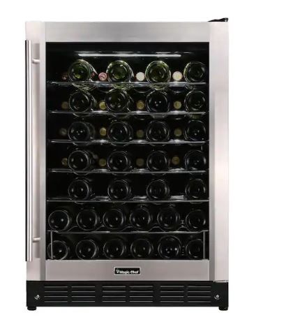 Photo 1 of 23.4 in. W 50-Bottle Wine Cooler in Stainless Steel
