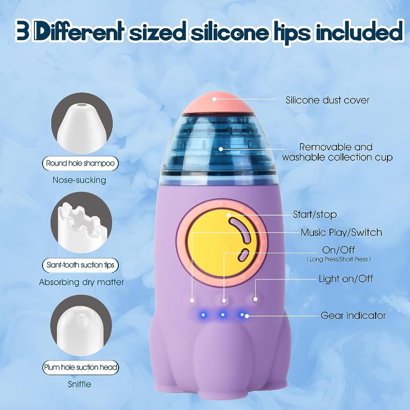 Photo 1 of Electric Baby Nasal Aspirator - Rechargeable Baby Nose Sucker with Adjustable 3 Levels Suction, Booger Sucker for Infants, Automatic Mucus Sucker for Toddlers with Light Modes & Nursery Rhymes