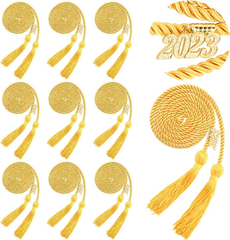 Photo 1 of 10 Pieces Graduation Cords Gold Graduation Tassel Honor Cords and 2023 Year Charm Graduation Braided Polyester Yarn Honor Cords Graduation Accessories for College Students Bachelor Master Doctor, 68"
