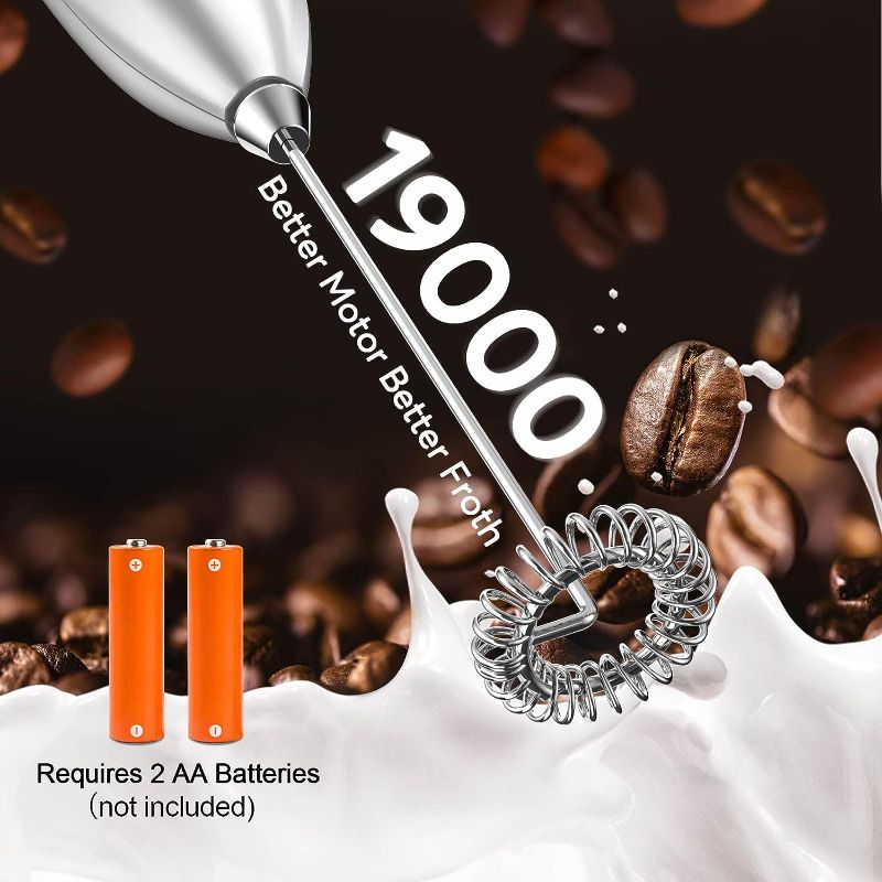 Photo 1 of Hand Mixer Milk Frother for Coffee - Coffee Bar Accessories, Dutewo Frother Handheld Foam Maker for Lattes, Electric whisk Drink Mixer for Coffee, Mini coffee stirrer for Frappe Hot Chocolate (Silver)

