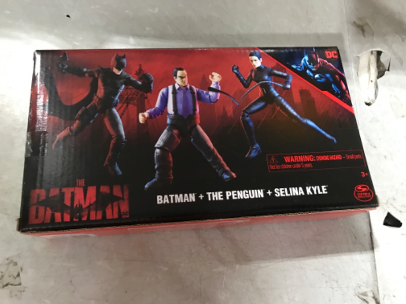 Photo 1 of DC Comics, Batman 3-Pack with Exclusive 4” Batman, Selina Kyle, The Penguin Action Figures, 3 Accessories, Batman Movie Kids Toys (Amazon Exclusive) Figures 3-pack