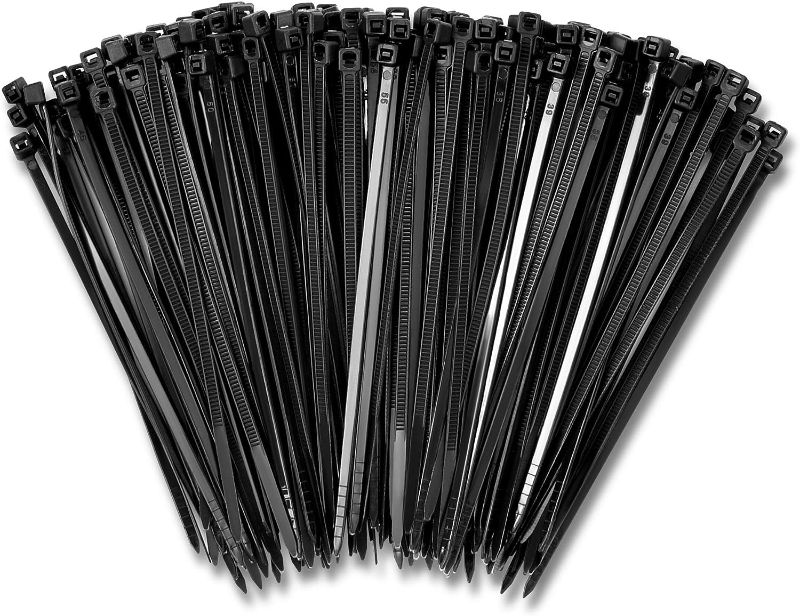 Photo 1 of 4" Black Zip Cable Ties (1000 Pack), 18lbs Tensile Strength - Heavy Duty, Self-Locking Premium Nylon Cable Wire Ties for Indoor and Outdoor by Bolt Dropper (4 inches)
