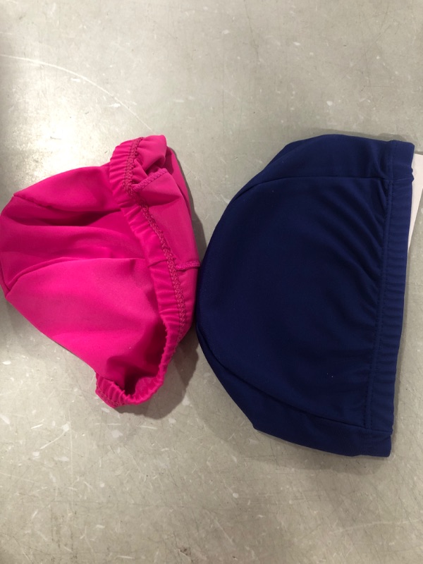 Photo 1 of 2pc cloth swimsuit caps rose red and dark blue