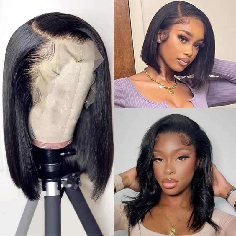 Photo 1 of 13X4 Bob Wig Human Hair 12 Inch Straight Lace Front Wigs Human Hair Wigs for Black Women Short Bob Wig