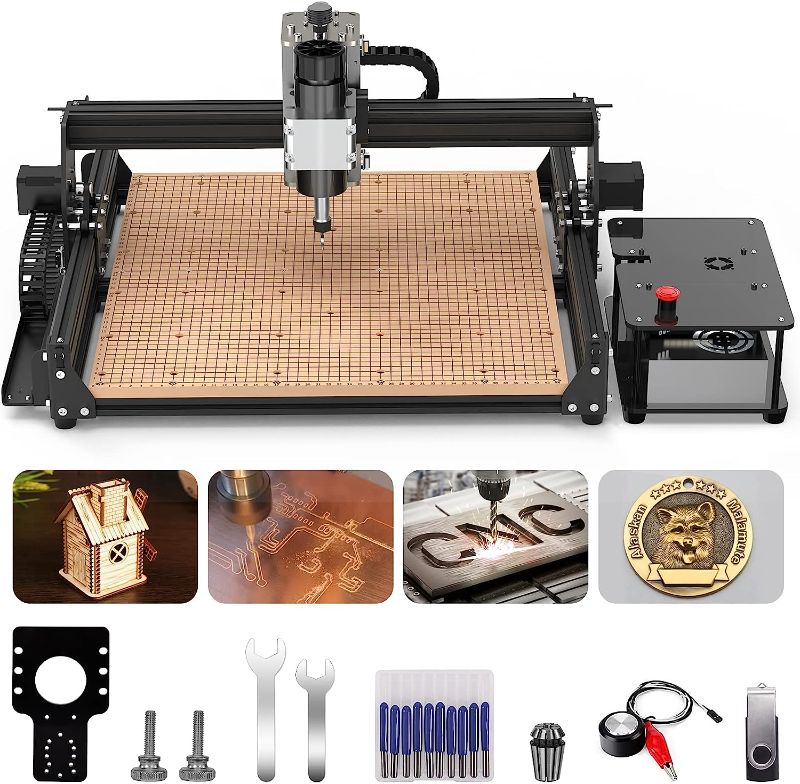 Photo 1 of 500W CNC Router Machine, 4540 Engraver Machine, 3-Axis Engraving Milling Machine for Carving Cutting Wood Metal Acrylic PCB MDF Nylon Working Area 430x390x90mm (16.9x15.4x3.54”)
