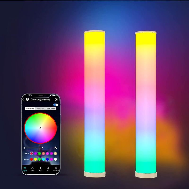 Photo 1 of 2 Pack Corner Floor Lamp,Color Changing Floor Lamp with Smart App and Button Control, Newest High Brightness Dimmable LED Floor Lamp with Music Sync for Living Room Bedroom Gaming Room Decoration
